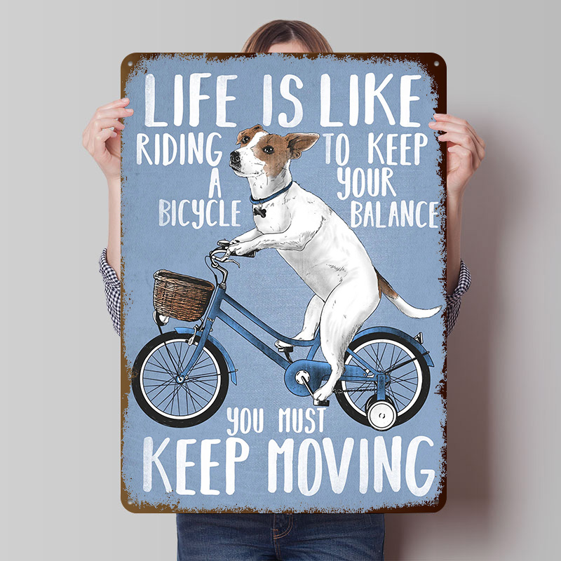 Desk Setup Vintage - Poster Logam 'Life Is Like Riding