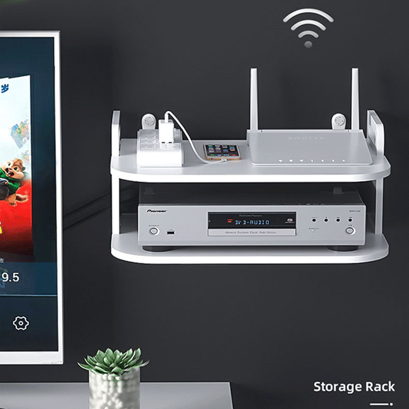 Desk Setup Desk - Rak Penyimpanan Kabel Router yang Dipasang
