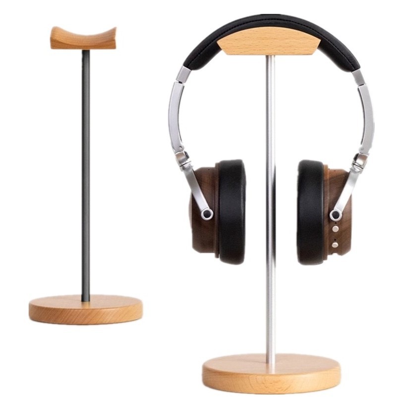 Desk Setup Desk - Penyangga Headphone Kayu Walnut Hitam &
