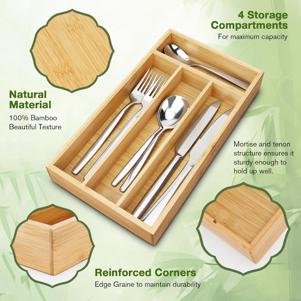 Drawer Organizer Bamboo - Organizer Peralatan Makan Kecil Terlaris dari