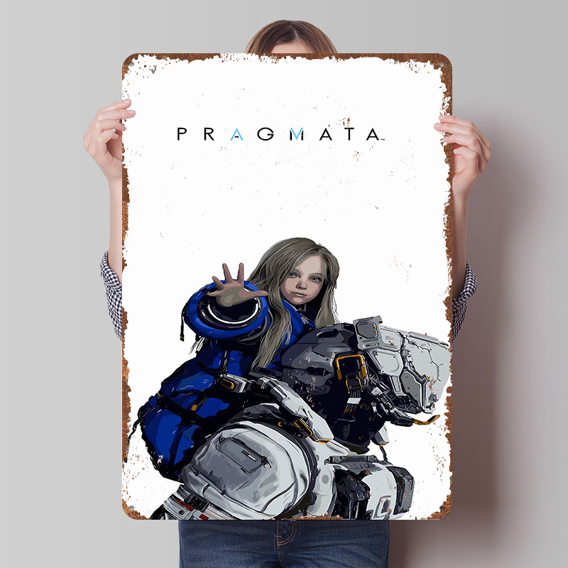 Desk Setup Vintage - Poster Logam Karakter Game Pragmata, Seni