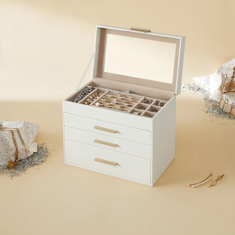 Drawer Organizer Bamboo - Organizer Perhiasan 4 Lapis dengan Tutup