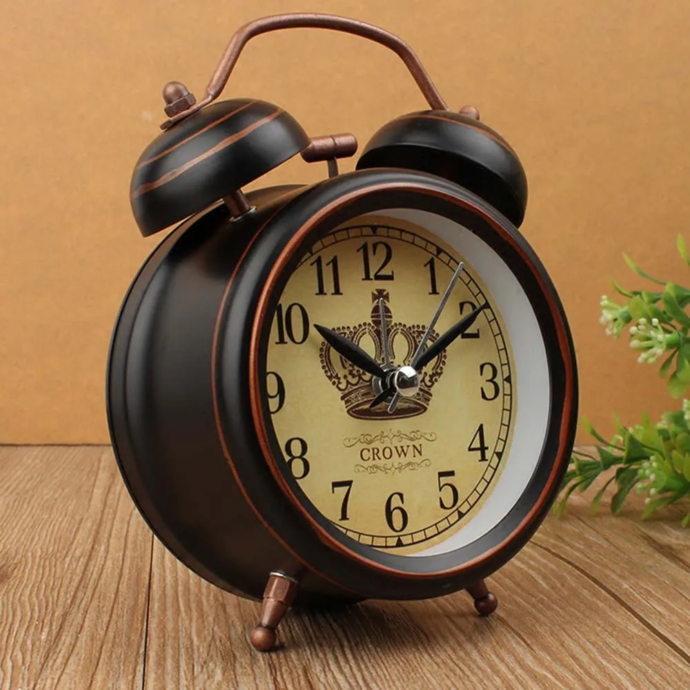 Desk Setup Vintage - Jam Alarm lampu malam Vintage rumah,