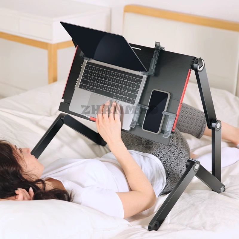 Desk Setup Notebook - Berbaring Datar Di Tempat Tidur, Meja