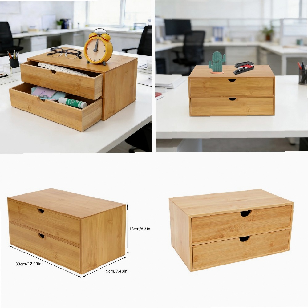 Drawer Organizer Bamboo - Organizer Meja, Kotak Penyimpanan Perlengkapan Kantor
