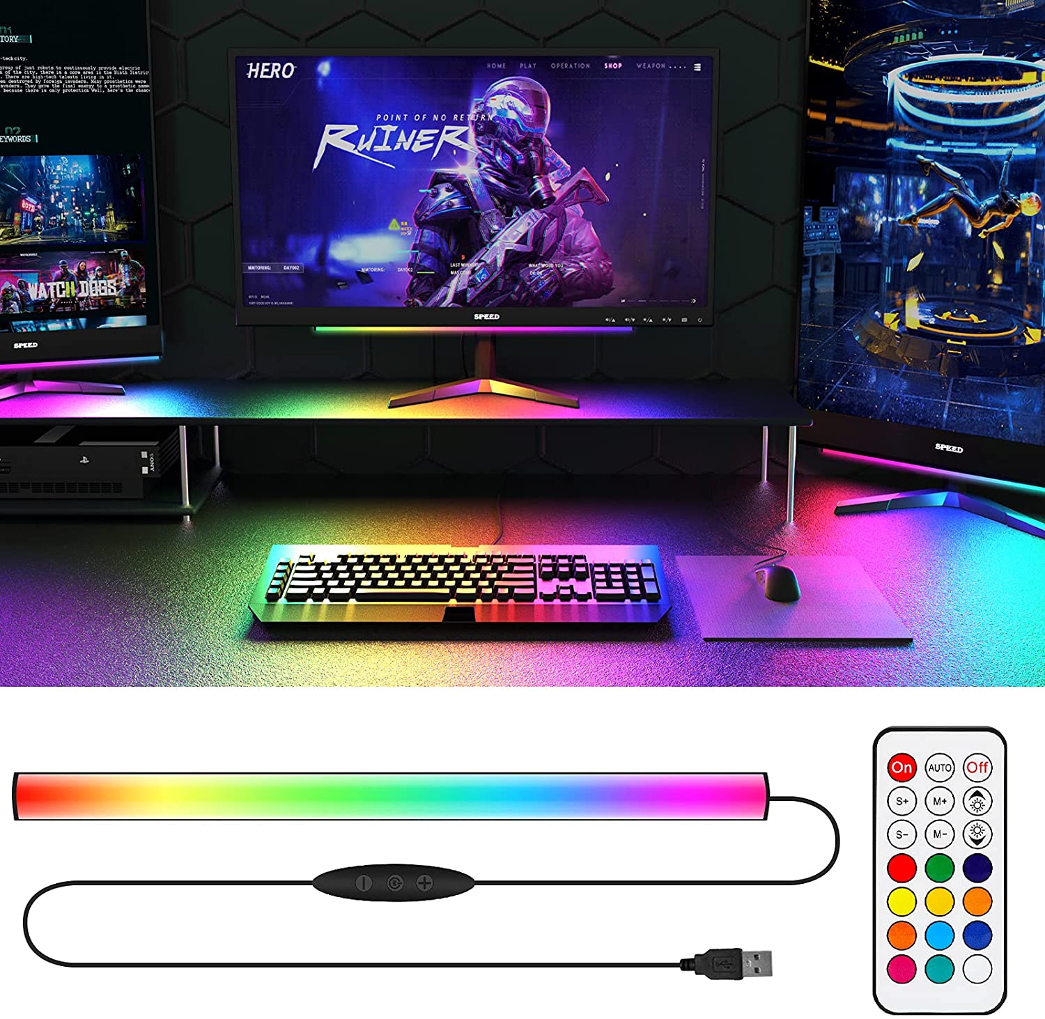 Desk Setup Diy - Lampu LED dekorasi ruang Game, lampu