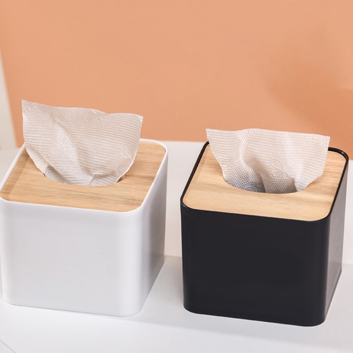 Kotak Tisu Plastik Tutup Kayu  - Drawer Organizer Bamboo ulasan dan harga