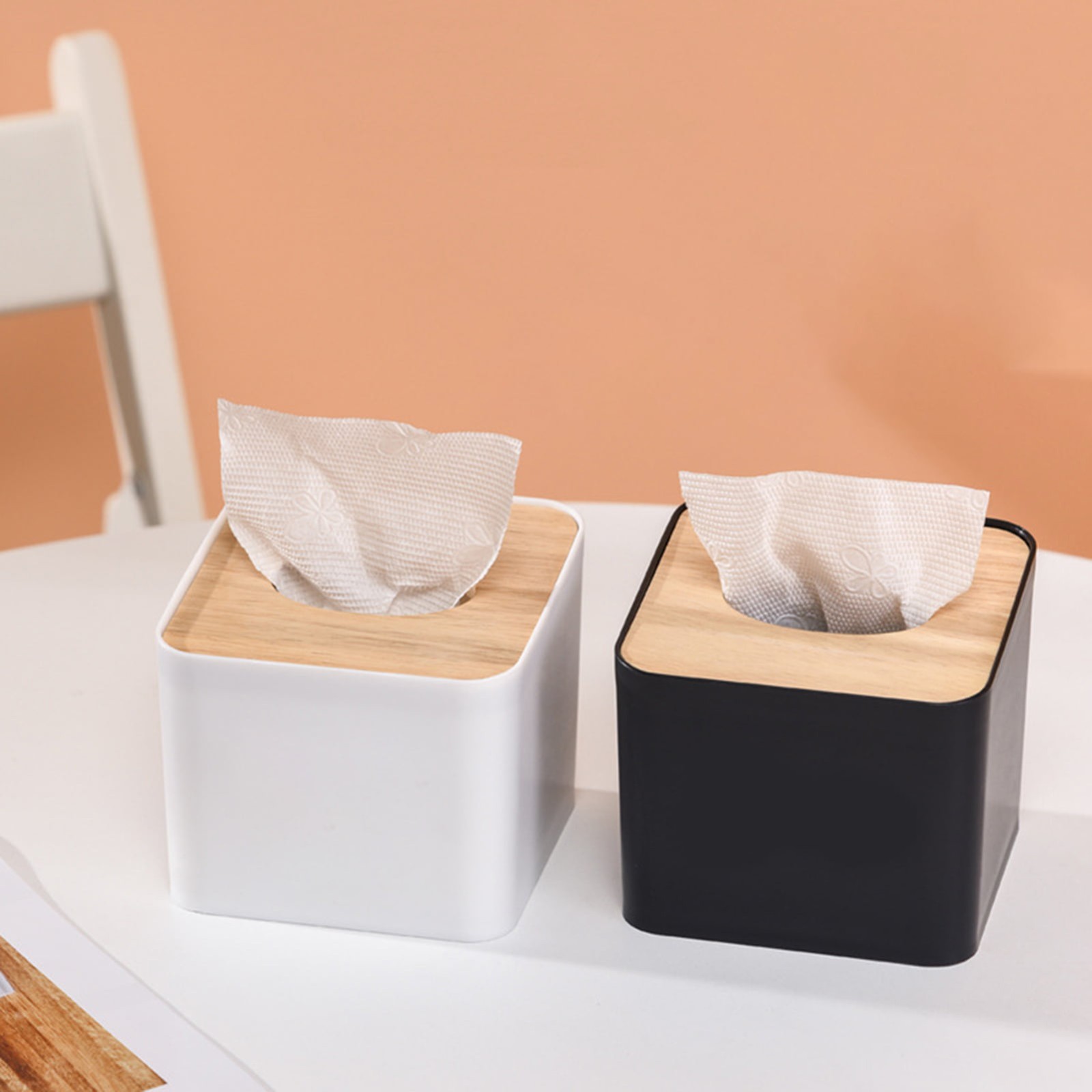 Kotak Tisu Plastik Tutup Kayu  - Drawer Organizer Bamboo ulasan dan harga