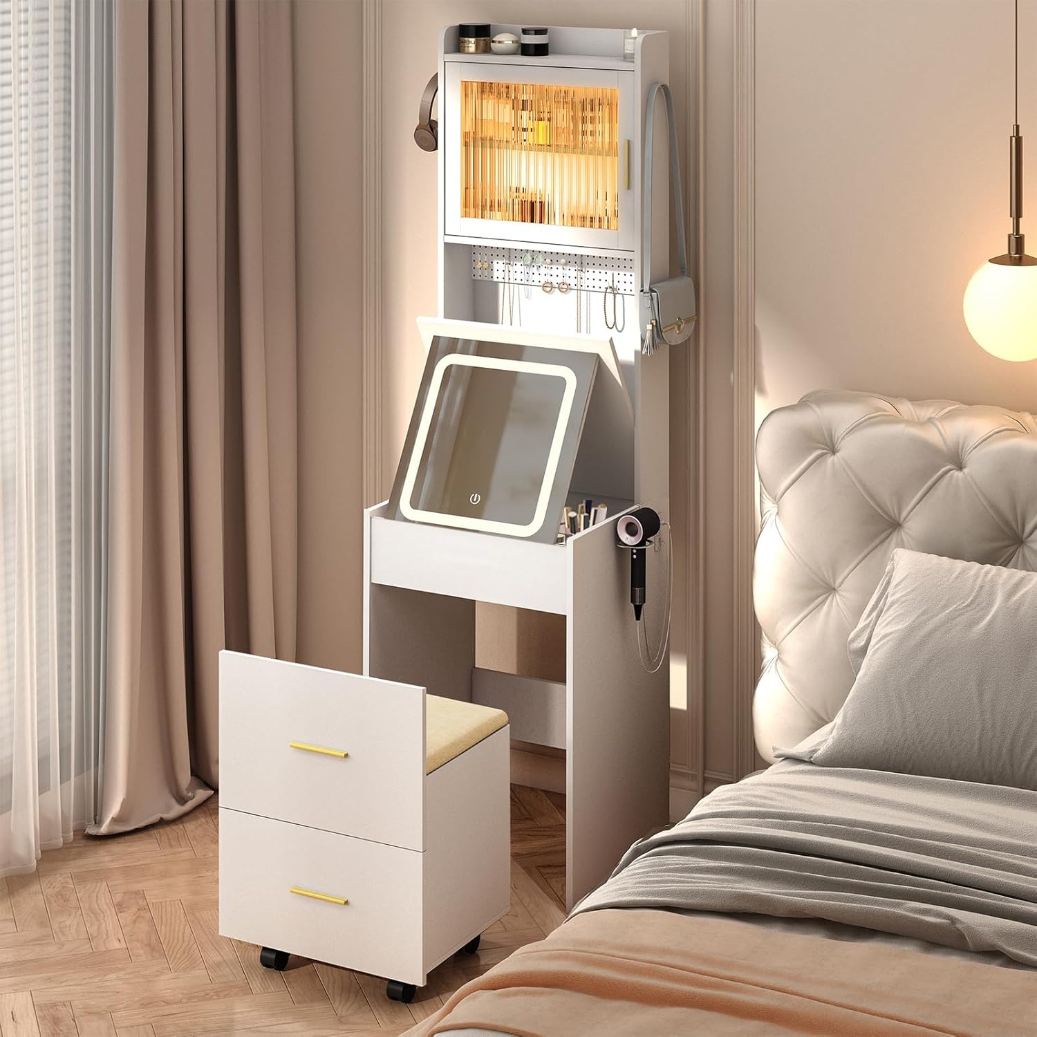 Meja Rias 3 In 1 dengan Cermin - Desk Setup Charging Station ulasan dan harga
