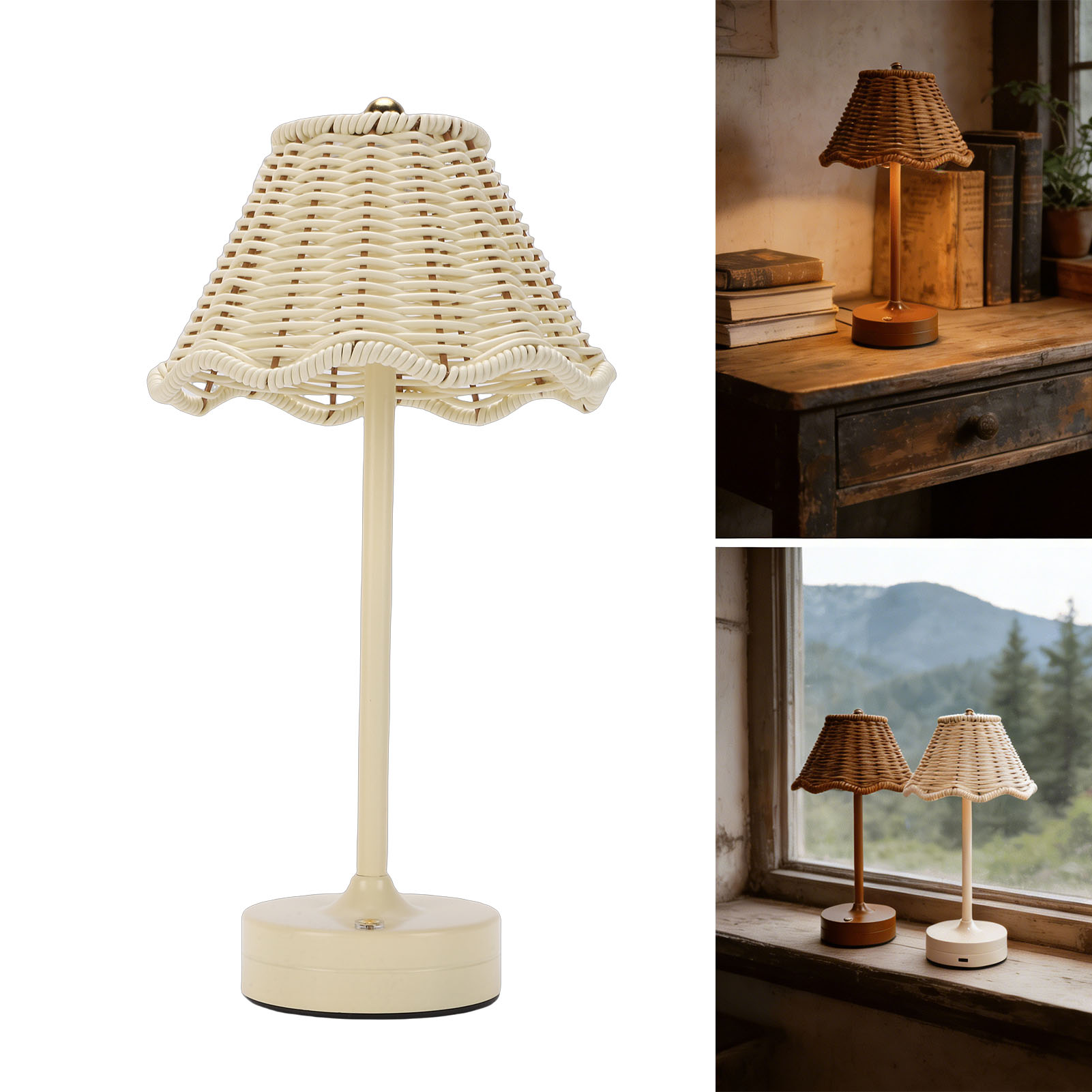 Lampu Meja Rotan Antik LED 3 W - Desk Setup Vintage ulasan dan harga
