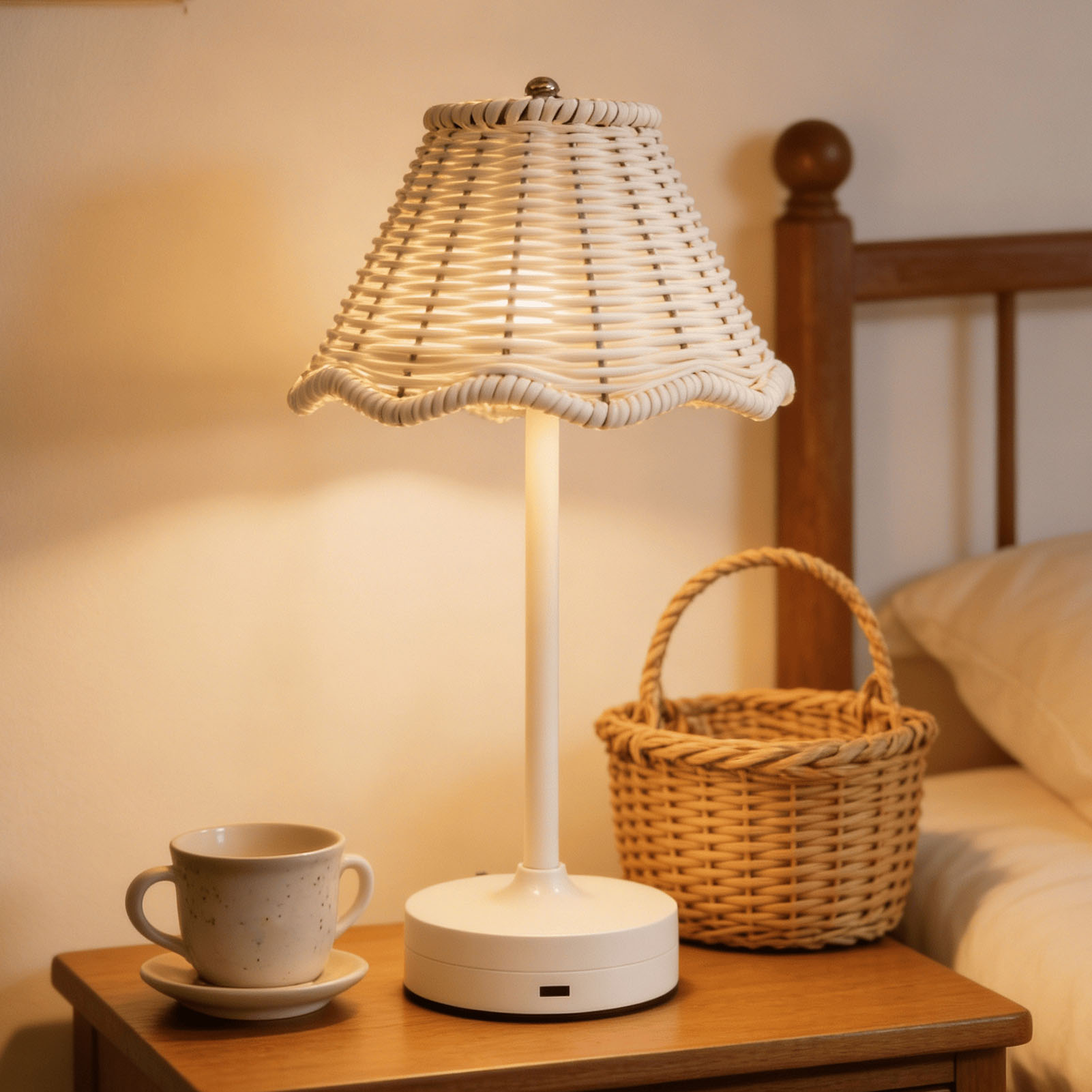 Lampu Meja Rotan Antik LED 3 W - Desk Setup Vintage ulasan dan harga