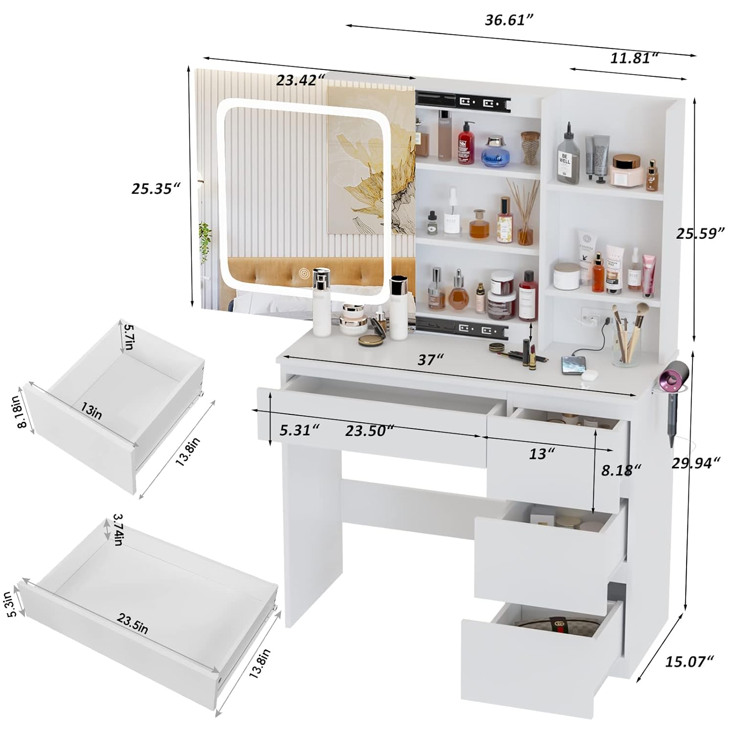 Meja Rias dengan Stasiun Pengi - Desk Setup Charging Station ulasan dan harga