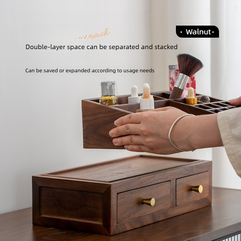 Organizer Kayu Solid Dua Lapis - Drawer Organizer Bamboo ulasan dan harga