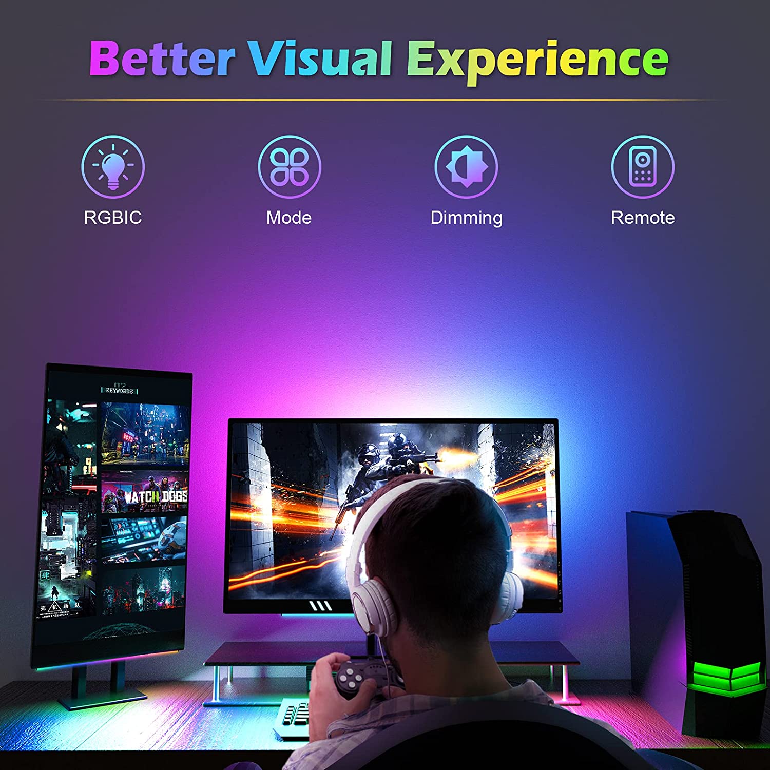 Lampu LED dekorasi ruang Game, - Desk Setup Diy ulasan dan harga