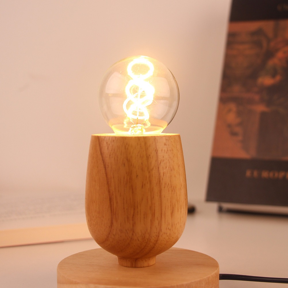 Lampu Meja Kayu Retro Soket E2 - Desk Setup Vintage ulasan dan harga